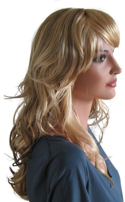 Blonde Perücke mit brünetten Haarsträhnen 60 cm 'BL027'
