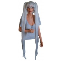 Cosplay Perücke silbergrau mit 2 Haarspangen 130 cm 'CP024'