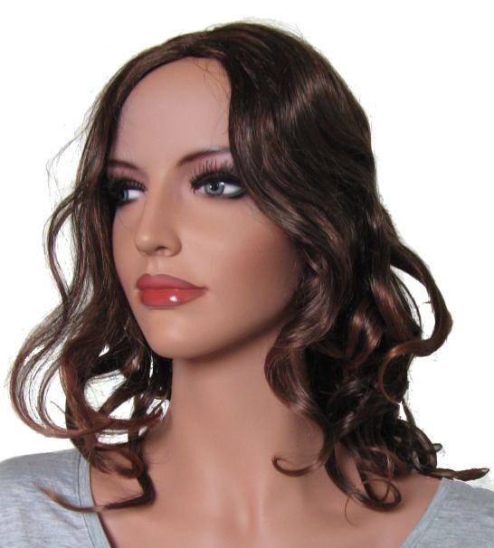 Woman Wig with Curls 'BR008' Dark Brown Root tipped with Medium Auburn 40cm