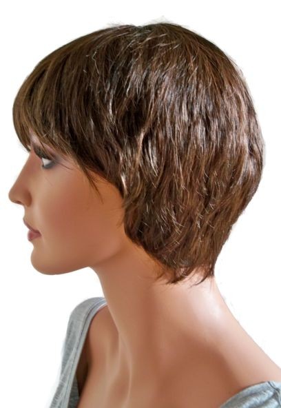 Short Haircut Woman Wig Dark Brown Root Tipped With Medium Auburn