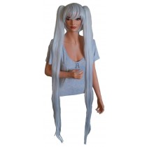 Cosplay Wig Silver Grey with 2 Hair Clips 130 cm 'CP024'