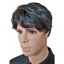 Male Wig Human Hair Black with Grey 'M004'