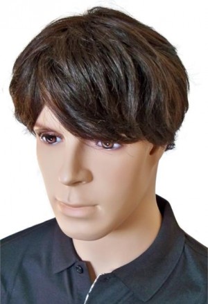 Mens Short Wig Brown Human Hair 'M002'