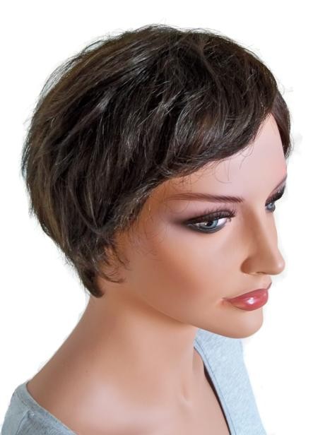 Perruque de Cheveux Humains pour les Dames Coiffure Courte Brun 'BR015'