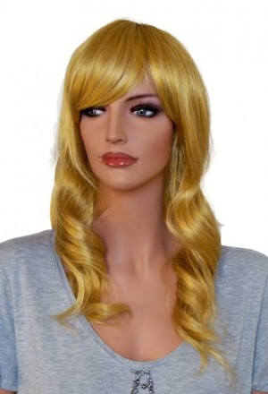 Perruque pour cosplay blond doré ondulé 60 cm 'CP029'