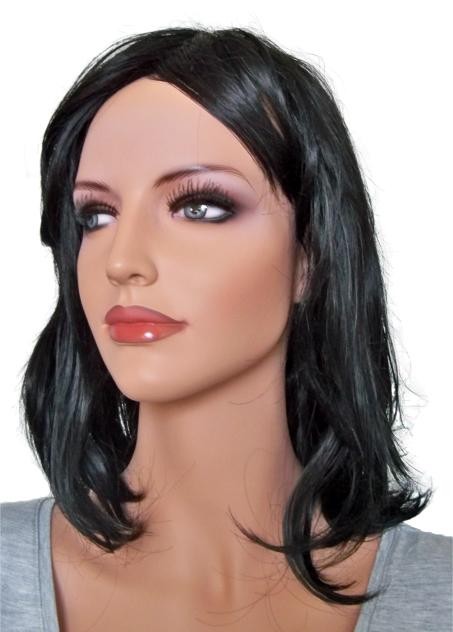 Parrucca di Capelli Sintetici Nero 40 centimetri 'B008'