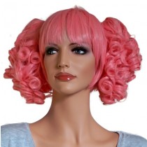 Parrucca Rosa per il Cosplay con 2 Clip di Capelli Ricci 'CP005'