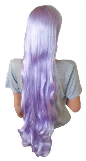 Parrucca Manga Capelli ricci viola argento 105 cm 'CP022'