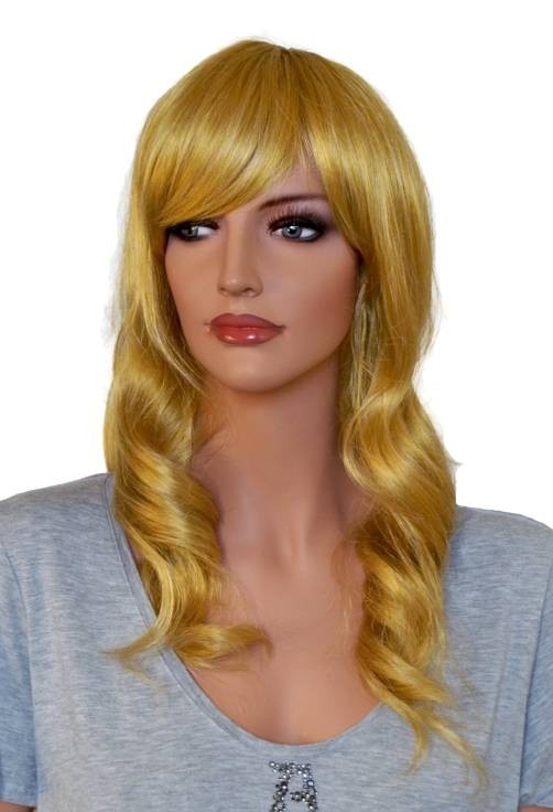 Peluca para cosplay rubia de oro ondulado 60 cm 'CP029'