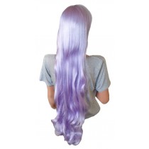 Manga Pruik krullend Haar zilveren violette 105 cm 'CP022'