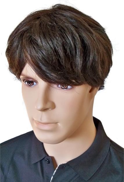 Homens Peruca Curta Marrom Cabelo Humano 'M002'