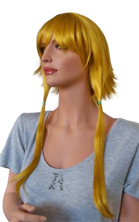 Cosplay Peruca Loiro Dourado com 3 Rabos de Cavalo 60 cm 'CP016'