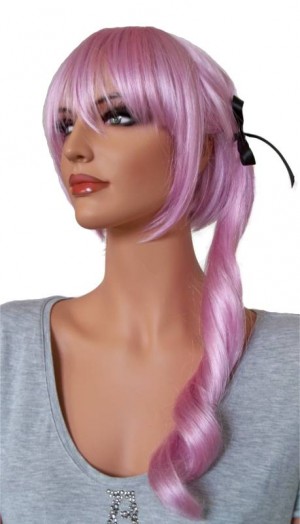 Peruca de Cosplay Mistura Branca Roxo com Rabo de Cavalo 50 cm 'CP009'