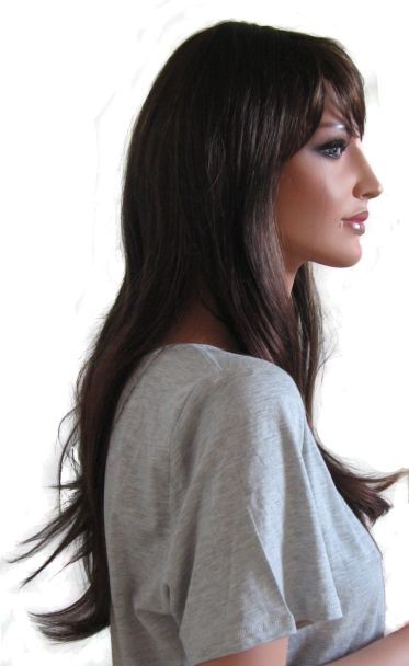 Dámská Paruka 'BR005' Tmavě Hnědé a Tmavý Kaštan s Blond Pramínky 60cm