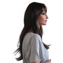 Dámská Paruka 'BR005' Tmavě Hnědé a Tmavý Kaštan s Blond Pramínky 60cm