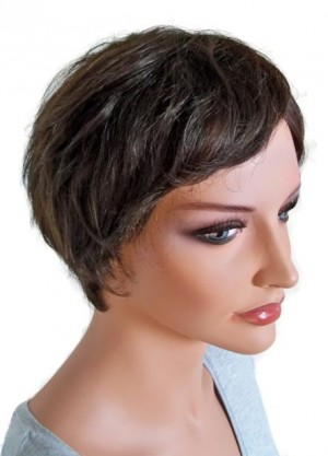 Insan Saçı Peruk Bayanlar Için Kısa Saç Modeli Kahverengi 'BR015'