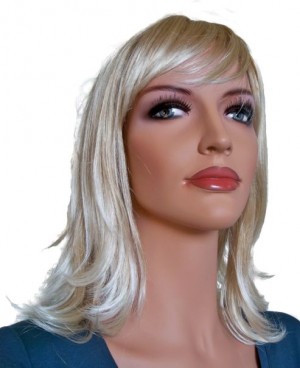 Blonde paryk med platin blonde hår tips 40 cm 'BL023'