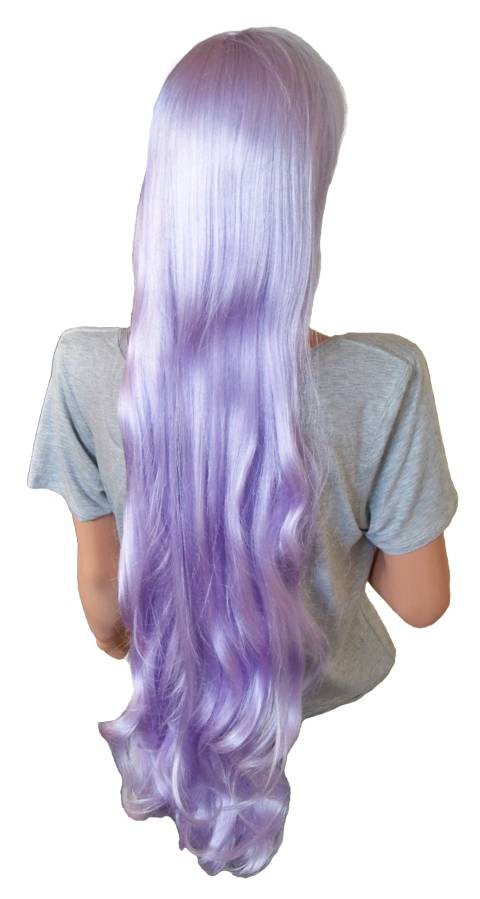 Manga Peruca păr creţ argintiu violet 105 cm 'CP022'