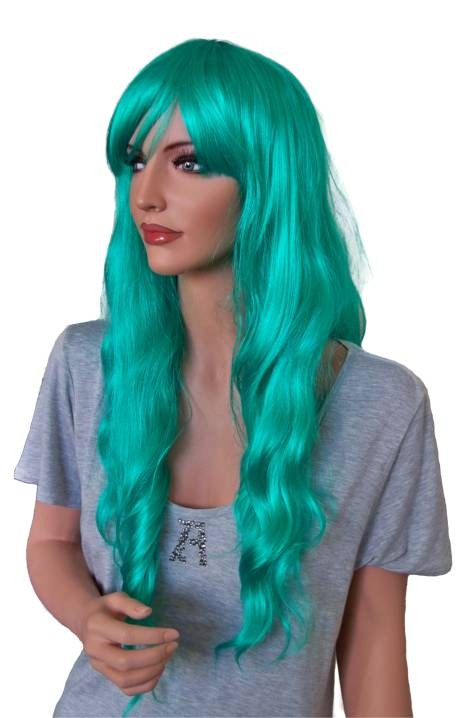 Cosplay перука къдрава зелена коса 70 cm 'CP021'