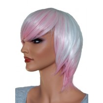 кратко Cosplay перука бяло с розово 'CP003'