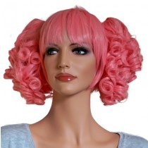 розова перука за Cosplay с 2 къдрава коса клипове 'CP005'