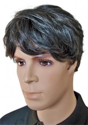 перука за мъже човешки коси черно със сиво 'M004'